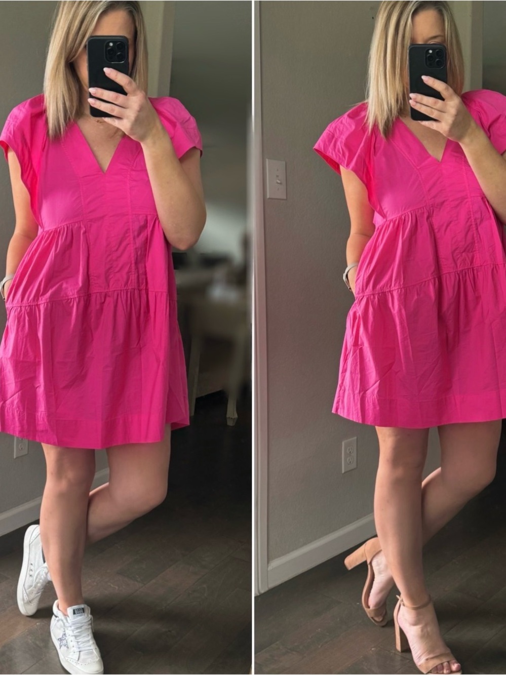 NWT:Bright Pink V-Neck  Summer Dress